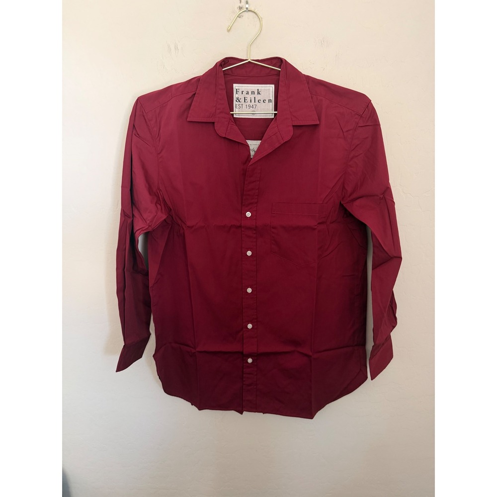 Frank & Eileen Joedy Boyfriend Button Up Shirt Wine Red 100% Cotton Small NWOT